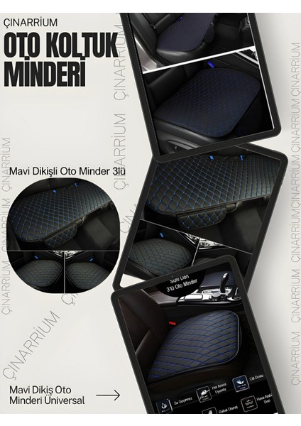 Seat Altea Xl 2006-2015 Ön ve Arka Takım Koltuk Minderi Kılıf Siyah Suni Deri Mavi Dikişli