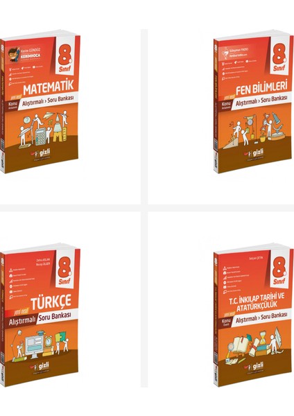 Gizili 8. Sınıf Lgs Tüm Dersler Alıştırmalı Soru Bankası Seti Giz
