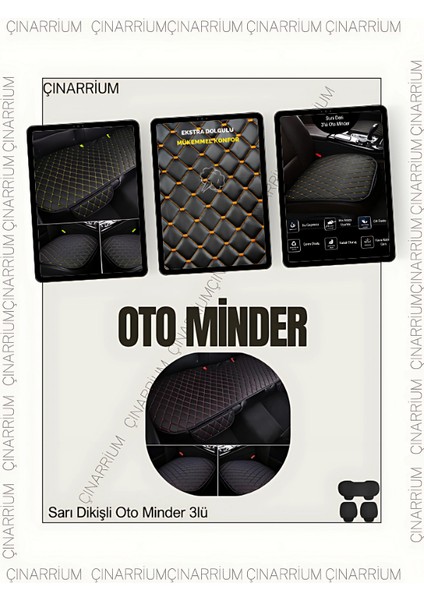 Audi A8 D3 2003-2010 - Kısa Ön ve Arka Takım Koltuk Minderi Kılıf Siyah Suni Deri Sarı Dikişli fiyatları