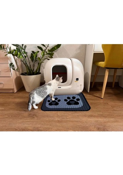 Elekli Tuvalet Önü Desenli Kedi Kumu Paspası | 45 x 60 cm | Kum Toplayıcı Kedi Halısı
