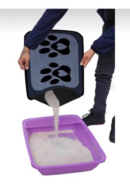Elekli Tuvalet Önü Desenli Kedi Kumu Paspası | 45 x 60 cm | Kum Toplayıcı Kedi Halısı fırsatları