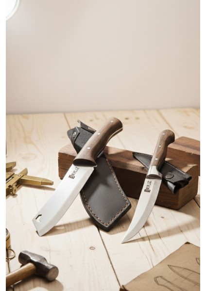 Kamp Outdoor Satır Kılıflı Paslanmaz Çelik Elde Üretim 2'li Set modelleri