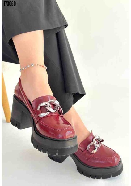 Winar Bordo Rugan Dolgu Topuk Ayakkabı, Kırmızı Gül Figürlü Kolye Hediye fiyatları