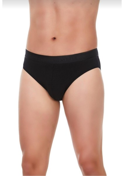 Erkek 4'lü Siyah Modal Kemerli Slip Külot
