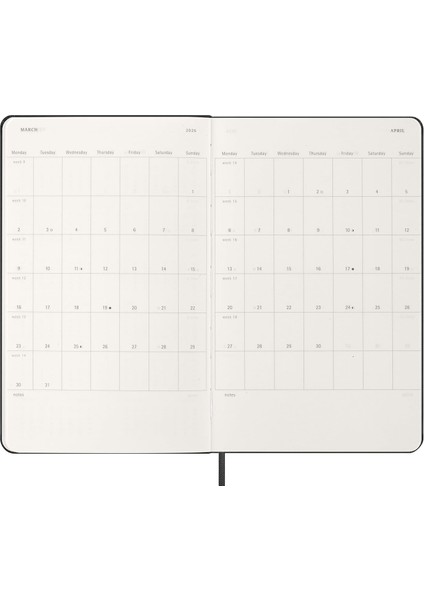 2026 12 Ay Haftalık Dikey Ajanda L Boy 13X21 Cm. Sert Kapak Siyah indirimleri