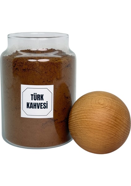 Ahşap Top Kapaklı Cam Saklama Kavanozu 800 ml Türk Kahvesi Etiketi Hediyeli indirimleri