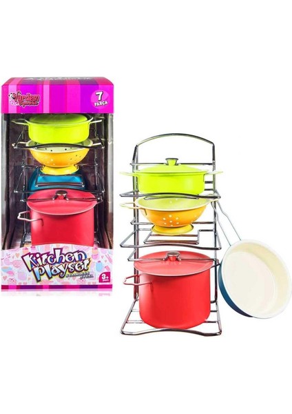 Vardem Seçtim Aldım Kitchen Renkli Emaye Tencere Tava Raflı Mutfak Seti 7 Parça 3