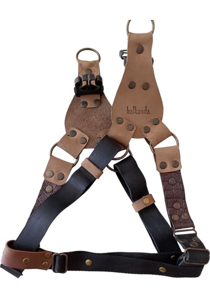 Köpek göğüs tasması hakiki deri siyah vizon kahverengi genişlik:2,5cm göğüs ölçüsü:60-90cm ayarlamalı dog harness GT1-17