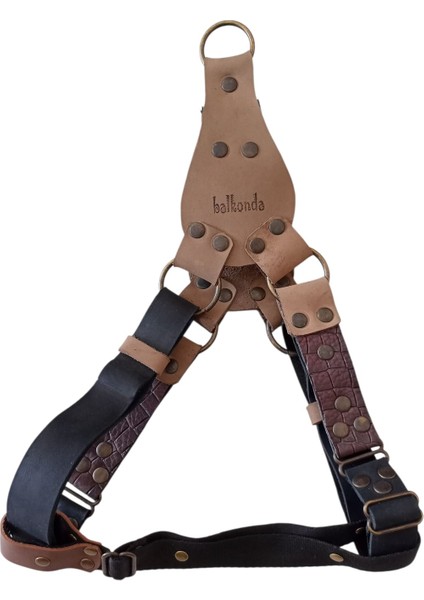 Köpek göğüs tasması hakiki deri siyah vizon kahverengi genişlik:2,5cm göğüs ölçüsü:60-90cm ayarlamalı dog harness GT1-17 indirimleri