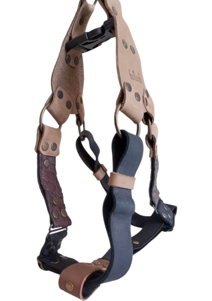 Köpek göğüs tasması hakiki deri siyah vizon kahverengi genişlik:2,5cm göğüs ölçüsü:60-90cm ayarlamalı dog harness GT1-17
