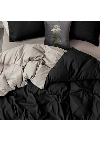 Lodos Home Pamuklu Çift Kişilik Lastikli Nevresim Takımı Siyah-Bej