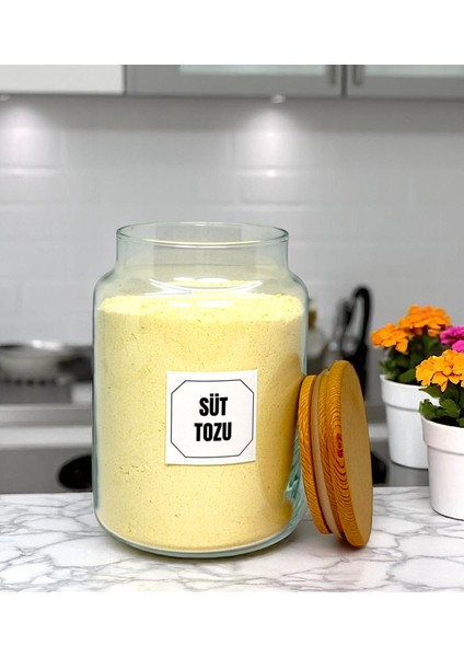 2'li Ahşap Vakum Kapaklı Cam Süt Tozu Filtre Kahve Saklama Kavanozu Seti 800 ml Etiket Hediyeli modelleri