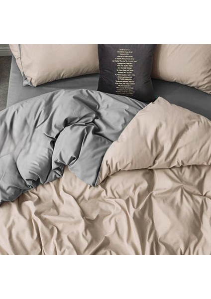 Lodos Home %100 Pamuk Çift Kişilik Nevresim Takımı Bej-Gri