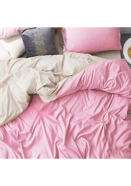 Lodos Home Pamuklu Tek Kişilik Lastikli Nevresim Takımı Pembe-Bej