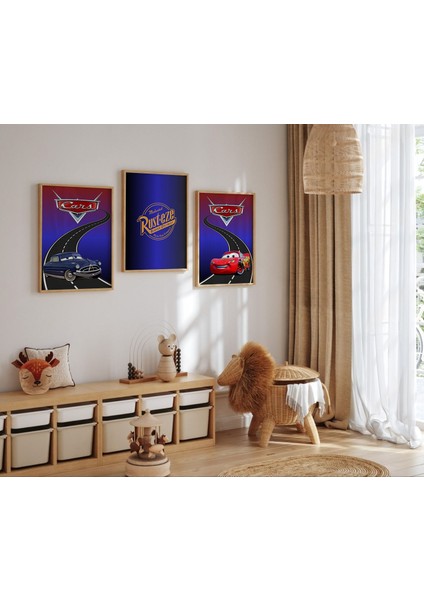 (Çerçevesiz) 3 Lü Şimşek Mcqueen, Arabalar Filmi Poster, Çocuk ve Genç Odası, 3'lü Çerçevesiz Poster Seti 3 Adet fiyatları