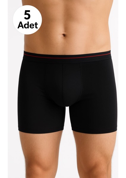 Siyah Likralı Erkek Boxer 5 Adet