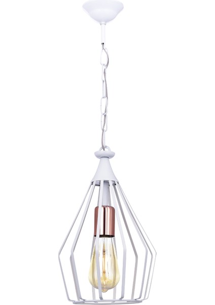 Albatros Tekli Avize Beyaz – Modern Metal Tasarım, Zincirli Gövde, E27 Duy,Sarkıt