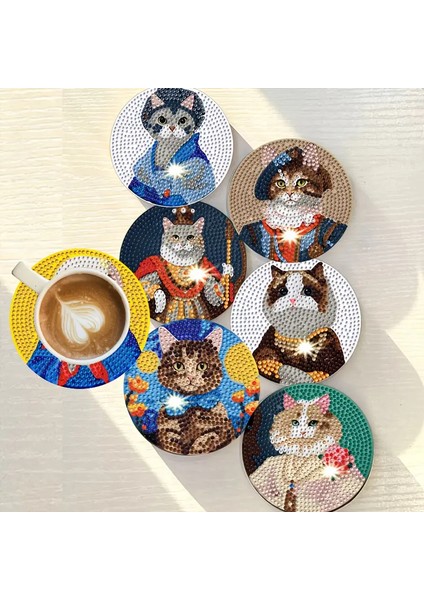 Elmas Boyama Seti Bardak Altlığı Sanatsal Kedi Temalı 8 Parça Dıy fiyatları