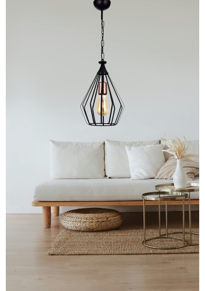 Albatros Tekli Avize Siyah – Modern Metal Tasarım, Zincirli Gövde, E27 Duy,Sarkıt modelleri