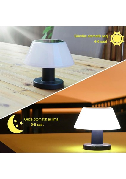 MDS Solar Şarjlı Masa Lambası IP54 Su Geçirmez 4 Kademeli Dim LED Modern Tasarım fırsatları