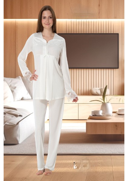Effortt Hamile Lohusa Dantelli Uzun Kollu Pijama Takımı ve Sabahlık 4084 fiyatları