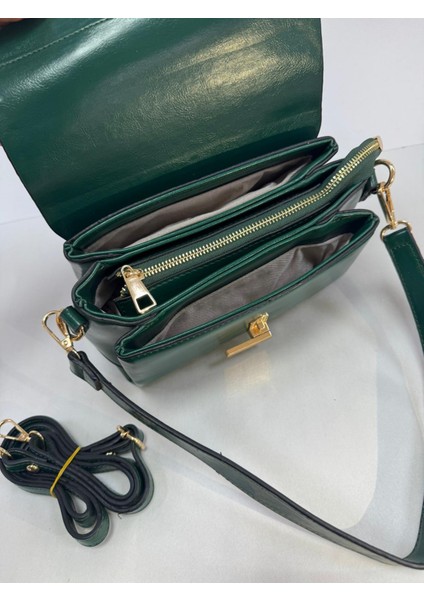 Küçük yeşil Baget Kadın El ve Omuz Çantası