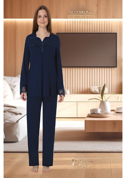 Effortt Hamile Lohusa Dantelli Uzun Kollu Pijama Takımı ve Sabahlık 4084 fiyatları