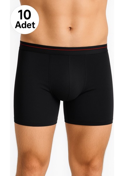 Siyah Likralı Erkek Boxer 10 Adet