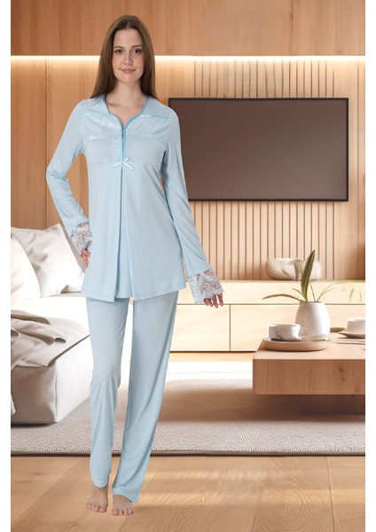 Effortt Hamile Lohusa Dantelli Uzun Kollu Pijama Takımı ve Sabahlık 4084 fiyatları