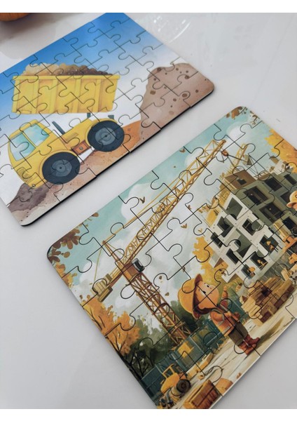 Ahşap Kamyon ve Inşaat Mini Puzzle | 36 Parça 4 +Yaş 2 Li Set fiyatları