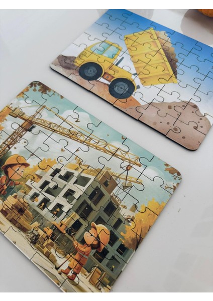 Ahşap Kamyon ve Inşaat Mini Puzzle | 36 Parça 4 +Yaş 2 Li Set modelleri