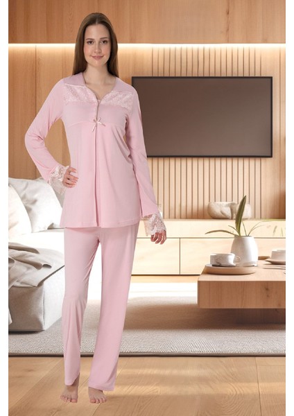 Effortt Hamile Lohusa Dantelli Uzun Kollu Pijama Takımı ve Sabahlık 4084 fiyatları