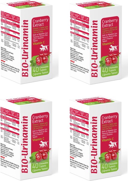Bio Petactive Bio-Urinamin Kedi ve Köpekler Için Idrar Yolu Sağlığı 40 Tablet 12 Gr. x 4 Adet
