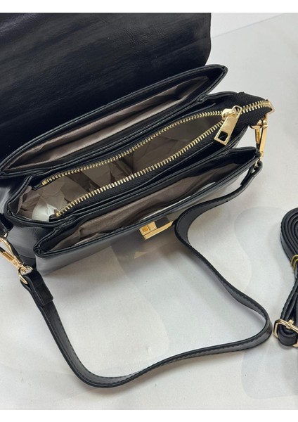 Küçük siyah Baget Kadın El ve Omuz Çantası