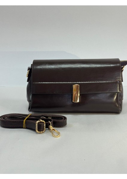 Küçük kahve Baget Kadın El ve Omuz Çantası