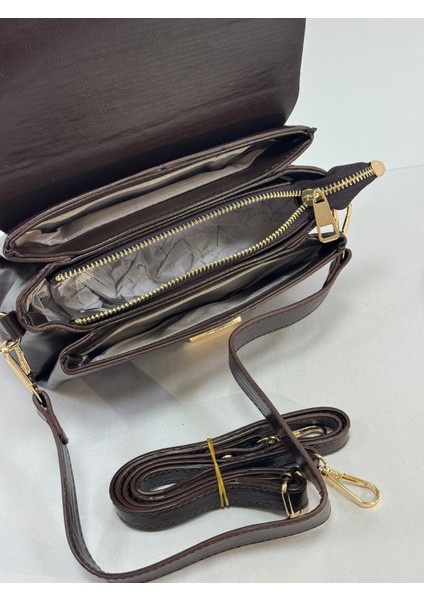 Küçük kahve Baget Kadın El ve Omuz Çantası