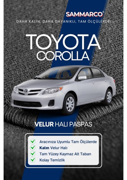 Toyota Corolla 2007-2012 Halı Paspas Velur Paspas Kumaş Paspas Oto Paspas fiyatları