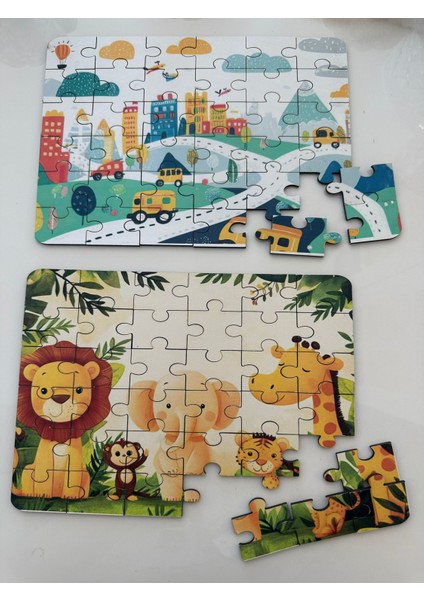 Ahşap Orman ve Şehir Parkuru Mini Puzzle | 36 Parça 4 +Yaş 2 Li Set modelleri