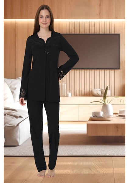 Effortt Hamile Lohusa Dantelli Uzun Kollu Pijama Takımı ve Sabahlık 4084 fiyatları