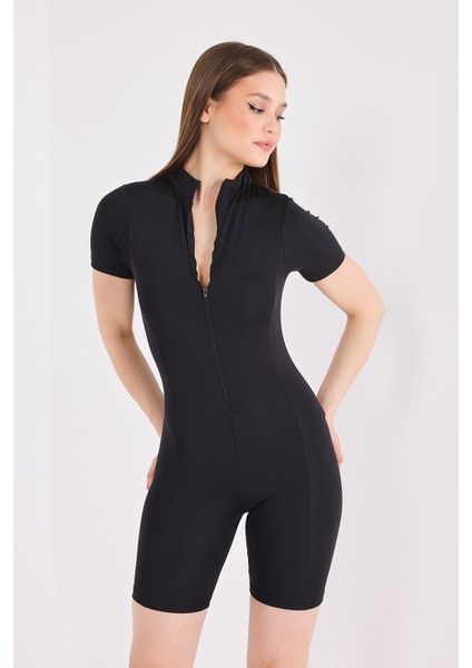 Passion Kadın Kısa Kollu Spor Tulum Siyah fırsatları