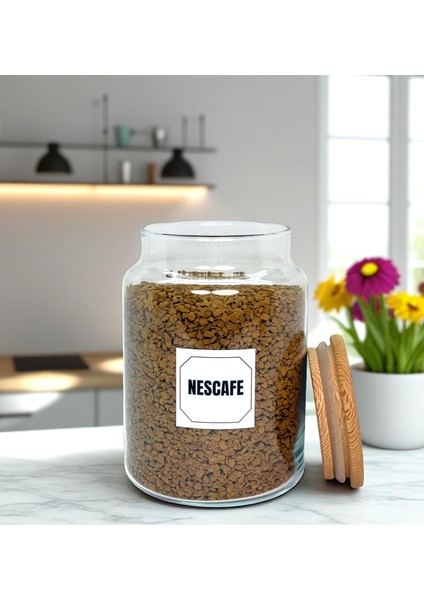 Ahşap Vakum Kapaklı Cam Saklama Kavanozu 800 ml Hazır Kahve Etiketi Hediyeli fiyatları