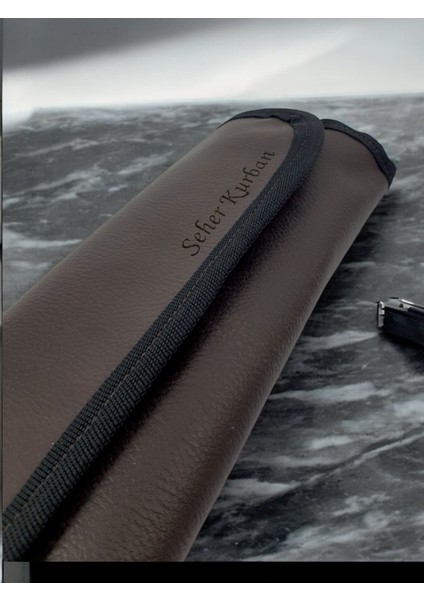 Isme Özel 3 Parça Deri Çantalı Şef Bıçak Seti Şeflere Özel Deluxe Seri