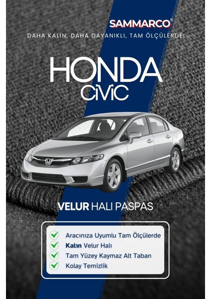 Honda Civic 2007-2012 Halı Paspas Velur Paspas Kumaş Paspas Oto Paspas fiyatları