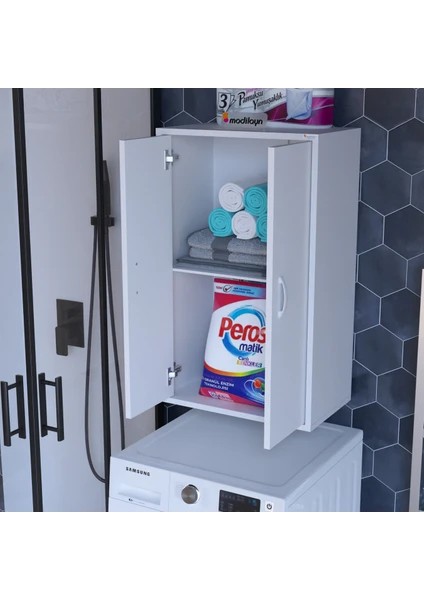 54 x 88,4 x 32,5 cm Makine Üstü Dolap Çok Amaçlı Ofis Dolabı Banyo Dolabı Asma Dolap