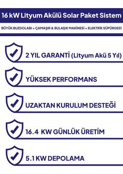 16 Kw Lityum Akülü Solar Güneş Enerjisi Sistemi modelleri
