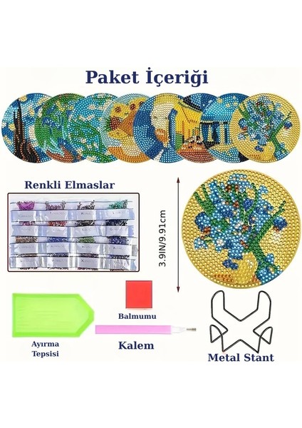 Elmas Boyama Seti Bardak Altlığı Van Gogh Temalı 8 Parça Dıy fiyatları