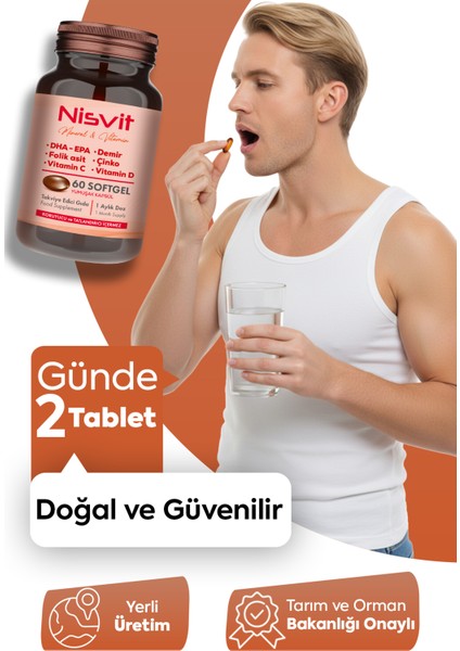 Omega 3, Epa - Dha, Demir, Folik Asit, Vitamin B, C, D, E, Çinko, Iyot Içeren Multivitamin indirimleri