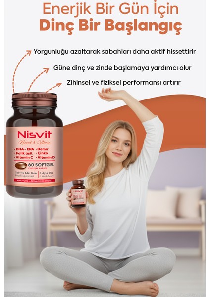 Omega 3, Epa - Dha, Demir, Folik Asit, Vitamin B, C, D, E, Çinko, Iyot Içeren Multivitamin fırsatları