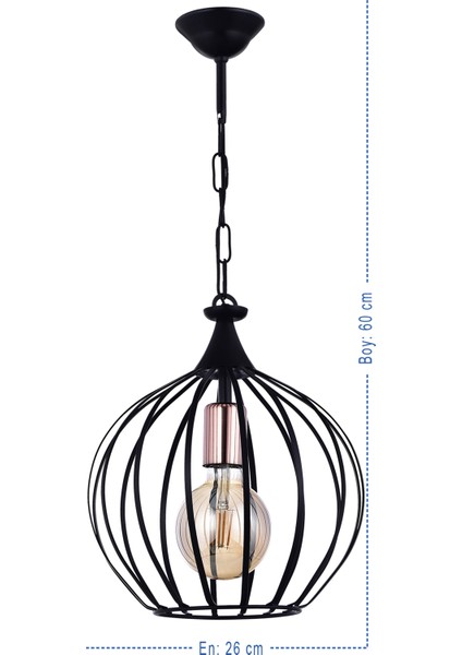 Gezegen Tekli Sarkıt Avize – Siyah, Bakır Detaylı, Metal Dekoratif Tasarım | E27 Duy fiyatları