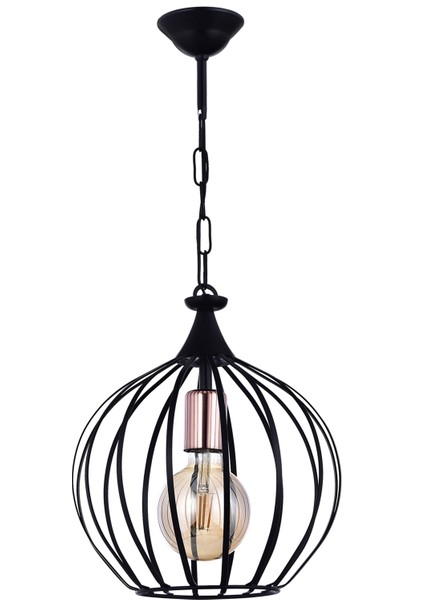 Gezegen Tekli Sarkıt Avize – Siyah, Bakır Detaylı, Metal Dekoratif Tasarım | E27 Duy modelleri